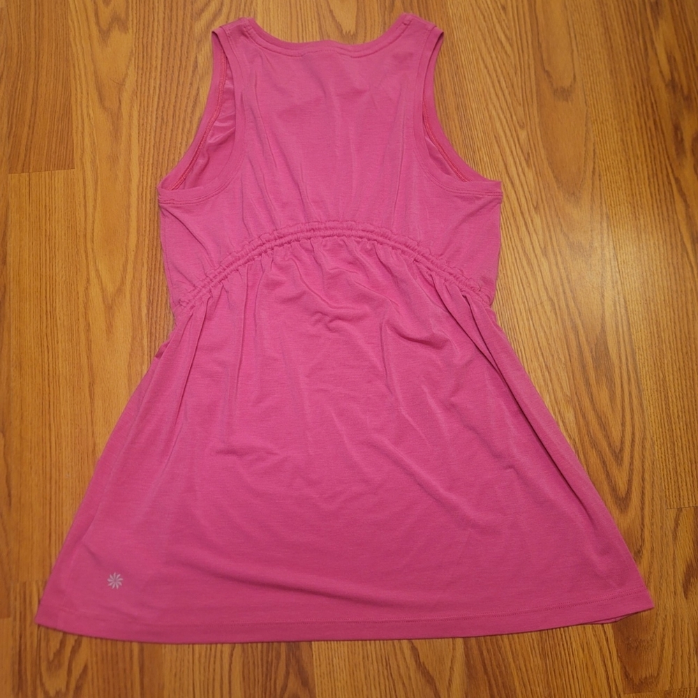 Athleta Air Out Cinch Tank Top Sz XS Salvia Pink Semi Fitted Long UPF 25+ Modal - Picture 2 of 16